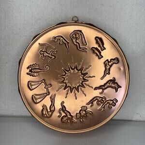 Zodiac Copper Wall Hanging Jello/Cake Mold 12 Astrological Signs Sun 12 Cup VTG